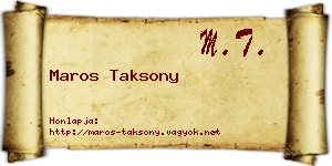Maros Taksony névjegykártya